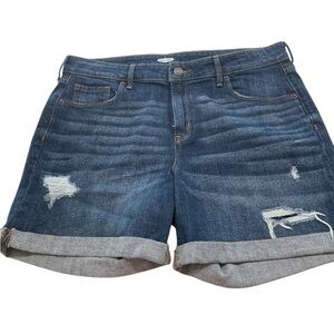 Old Navy rolled hem high waisted lightly distressed jeans shorts in size 12